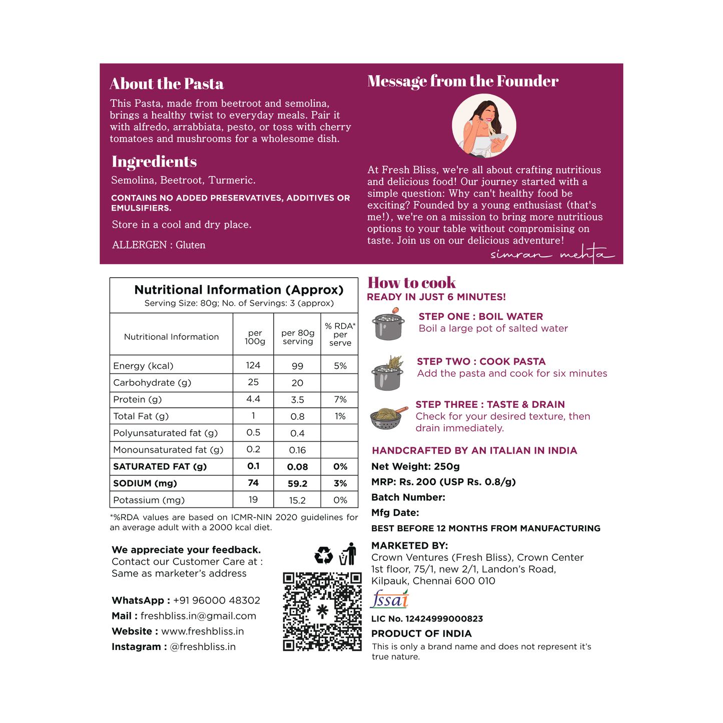 Linguine Beetroot Pasta