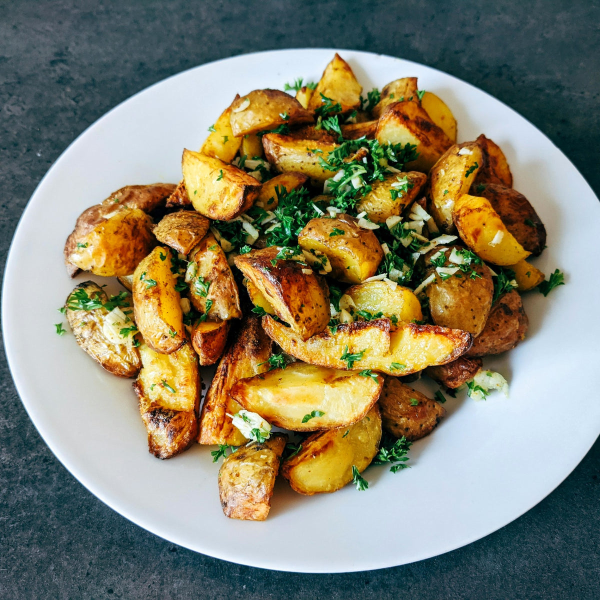 Roast potatoes tossed with fresh parsley