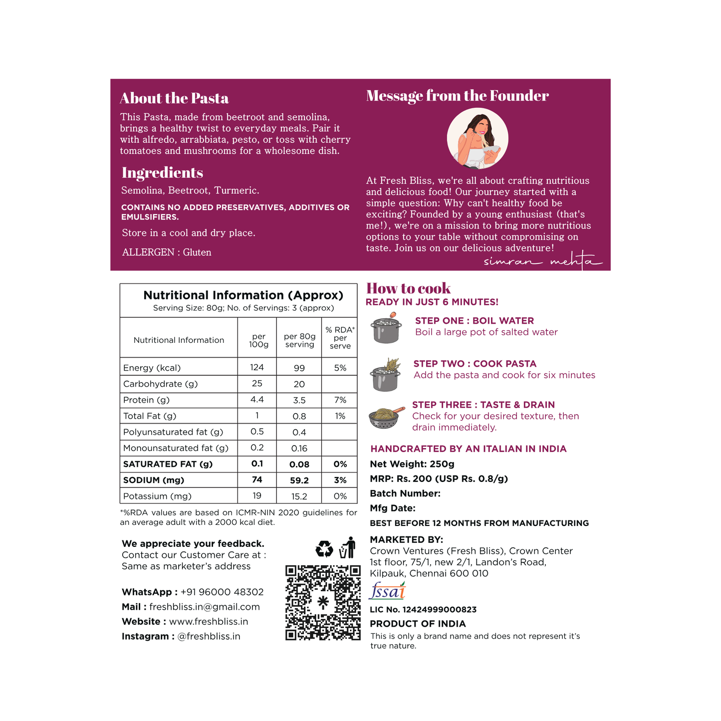 Penne Beetroot Pasta