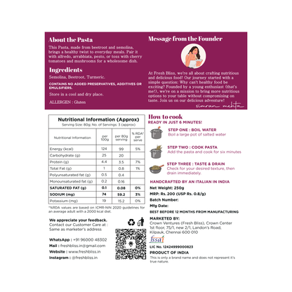 Penne Beetroot Pasta
