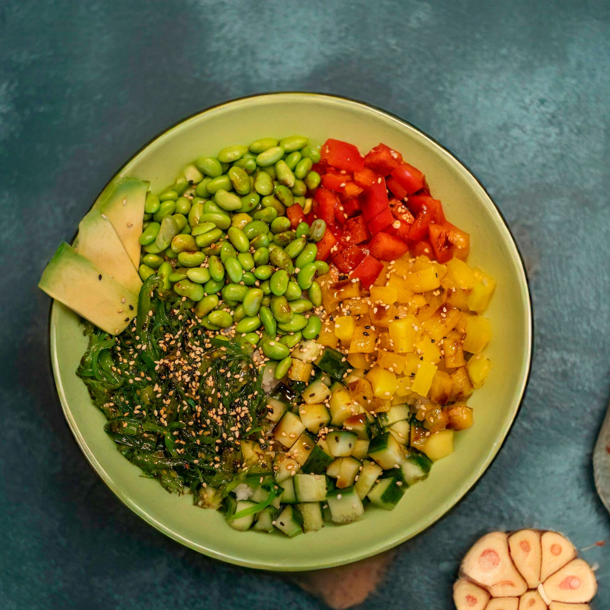 Poke bowl with edamame