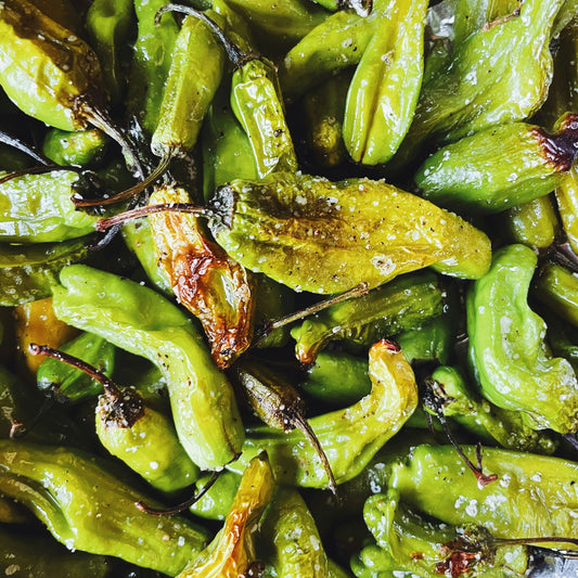 Blistered green peppers