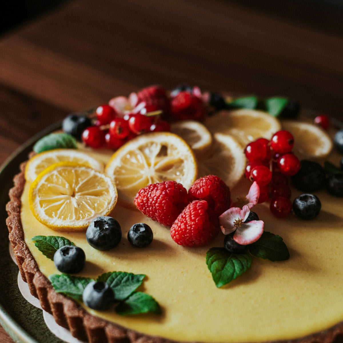 Lemon tart with fresh berries