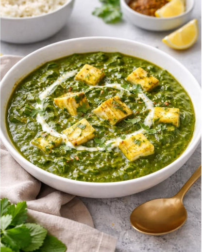 Palak paneer made with spinach